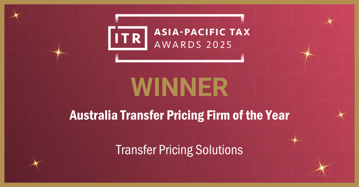 Transfer Pricing Solutions Australia WINS Asia Tax Awards 2025